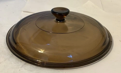 Pyrex Vision Brown Amber Lid 623-C / 7.75" outer, fits 7.5" open (1.5 qt)
