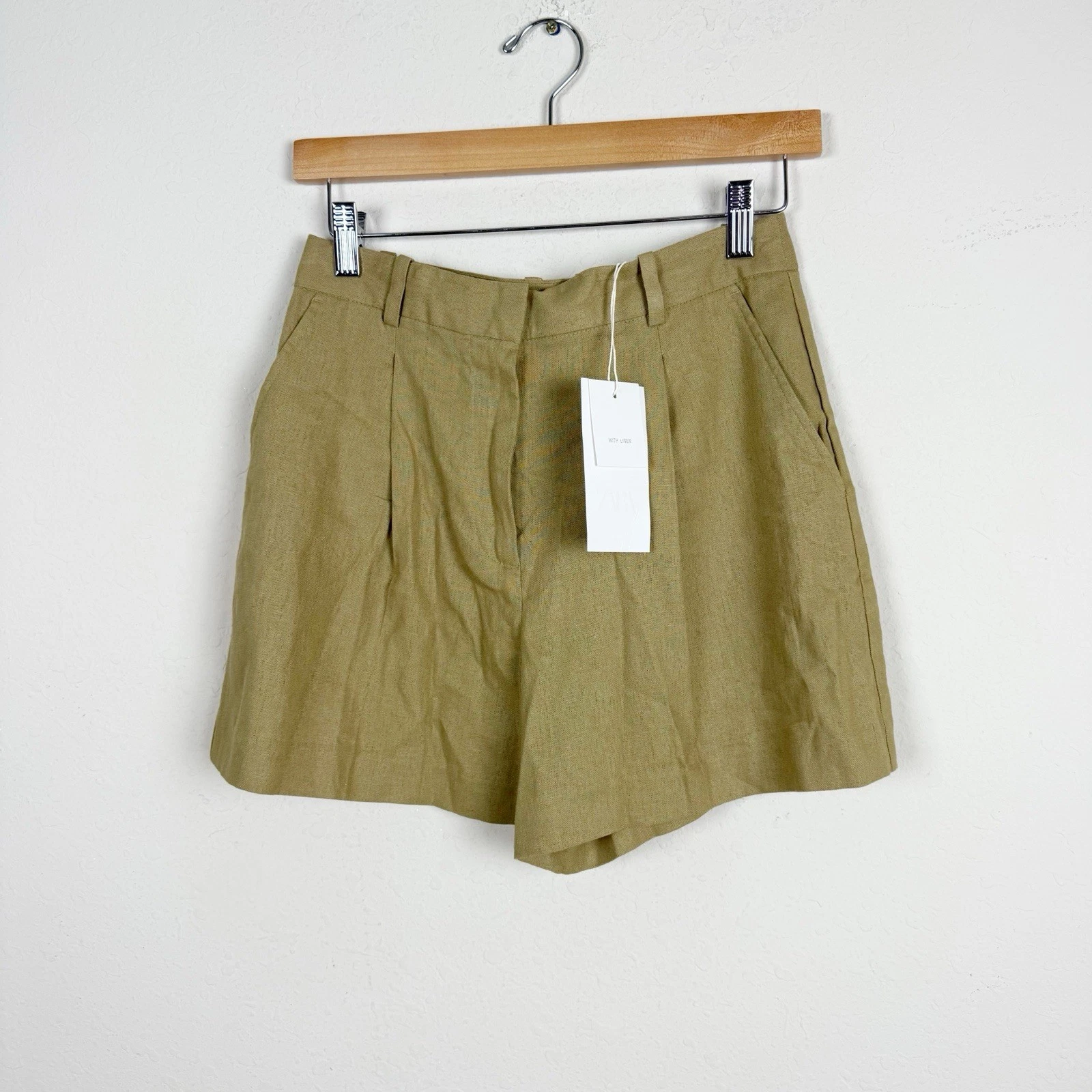 Zara Tan Linen Shorts Size XS