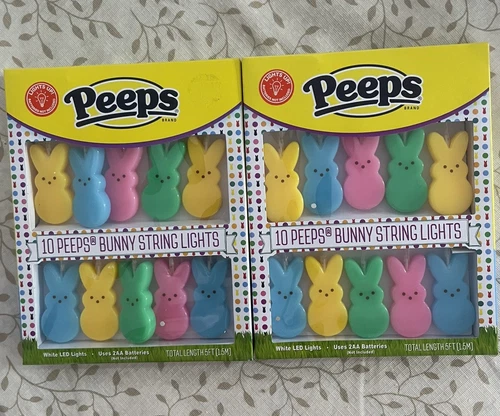 PEEPS MINI BUNNY LIGHTS SET OF 2 - Battery Operated NIB - Picture 1 of 6