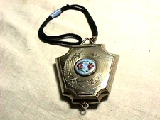 Vintage Art Deco Enameled Rose Medallion Rouge & Powder  Compact Mirrored