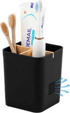 Bathroom Toothbrush Holder Organizer w/ Bamboo Divider