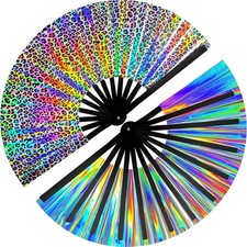 1Pcs Boots on The Ground Fan 2025 New Line Dance Popping Fan Holographic Leopard