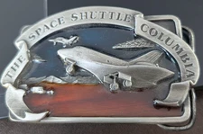 Vintage 1985  Shuttle Columbia Belt Buckle Bergamot Brass "Maiden Voyage" Ed.