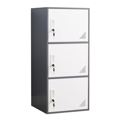 3 Door Metal Locker Steel Storage Cabinet, Office Storage Lockers for Employe...