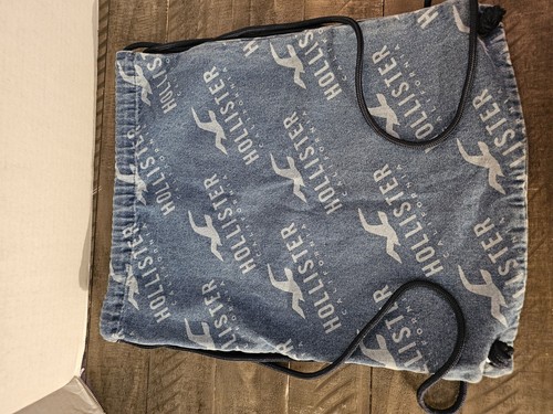 Hollister Denim Drawstring Travel Bag/ Backpack 17 X 14” Blue Light Weight - Picture 2 of 4