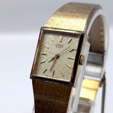 Seiko 1421 5779 Square Gold Ladies Watch Quartz Slim Bracelet Vintage From Japan