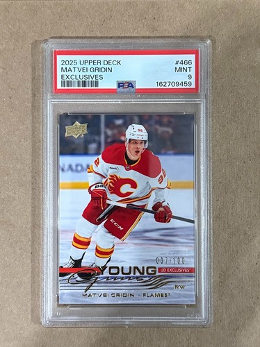 Matvei Gridin 2025 Upper Deck Series 2 Young Guns UD Exclusives PSA 9 Pop 1