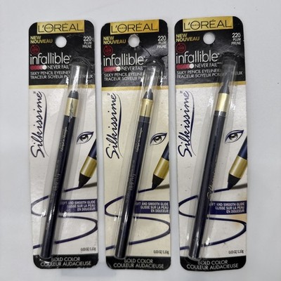 Lot X 3 Loreal Infallible Never Fail Silkissime 220 Plum Prune Eyeliner