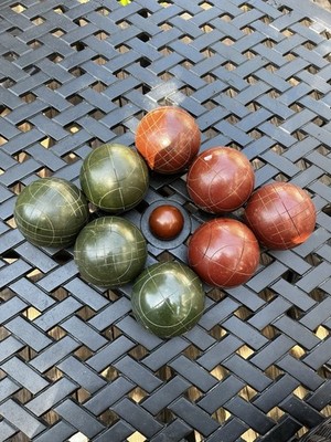 Vintage Sportscraft 9  Bocce Ball Set Made In Italy