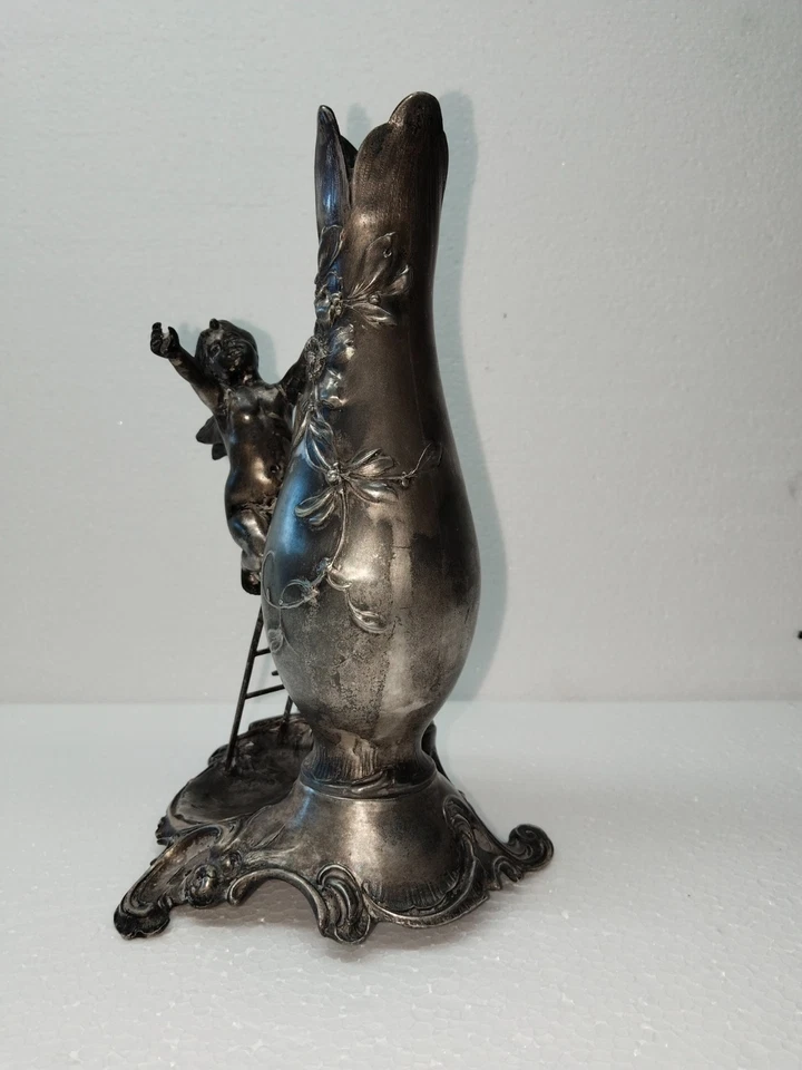 Jugendstil Vase Solifleur / mit Putto / Elfe, um ca. 1900 - Bild 3 von 4
