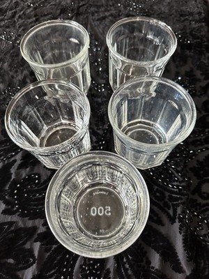 Lot of 5 Vintage Luminarc 500 Working Glasses Clear 10-Panel France Bistro
