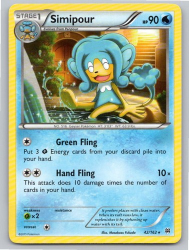 2015 POKEMON SIMIPOUR BREAKTHROUGH 42/162 R NM A89382 FREE S&H