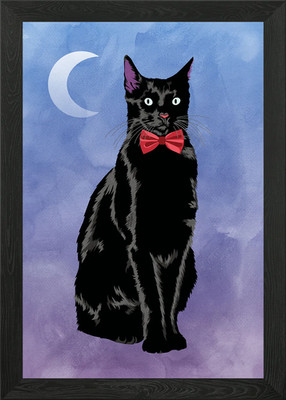 Katze mit Fliege gerahmtes Wandbild Poster Leinwanddruck Bild
