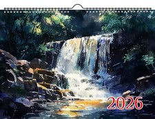 Calendario de pared 2026 ~ Sinfonía de cascada: cascadas en Verdant