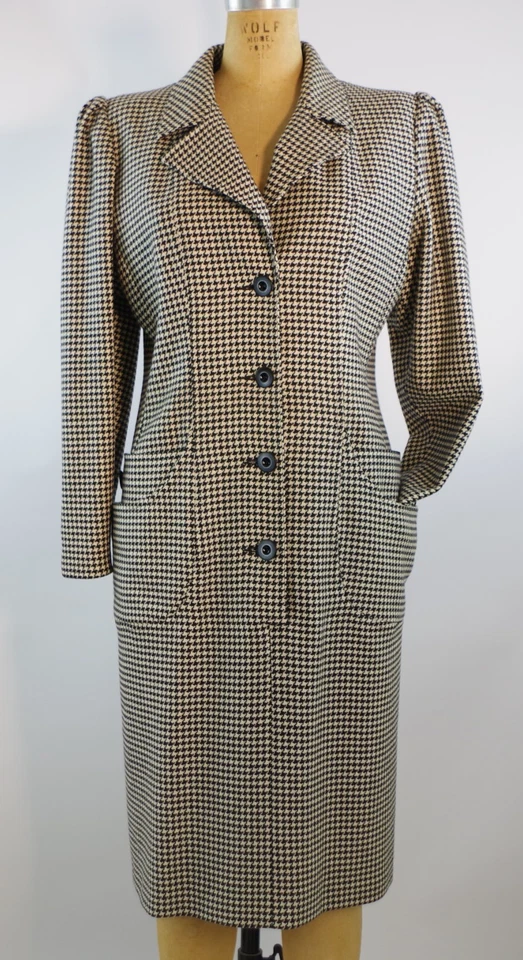 Vestido Vintage Años 80 Valentino Miss V Pata de Gallo Hecho en Italia Talla 48 IT 14 EE. UU. Foto 2 de 4