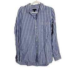 J. Crew Blue and White Stripe Button Up Shirt...
