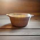 Vintage 70s Pyrex Woodland 475-B Casserole Dish Bowl 2.5  475-C Lid Brown