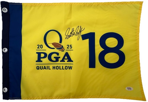 SCOTTIE SCHEFFLER SIGNED 2025 QUAIL HOLLOW PGA CHAMPIONSHIP GOLF FLAG PSA/DNA