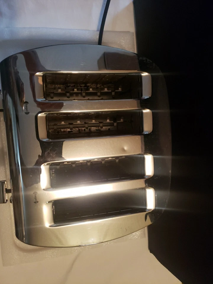 Krups 4 Slice Toaster KH734D50 Wide-Slot Breakfast  Silver Bread Bagels - Image 2 of 4