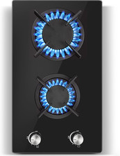 Piano Cottura 2 Fuochi Gas, 4200W Piano Cottura a Incasso, Fuochi Gas 30Cm Con V