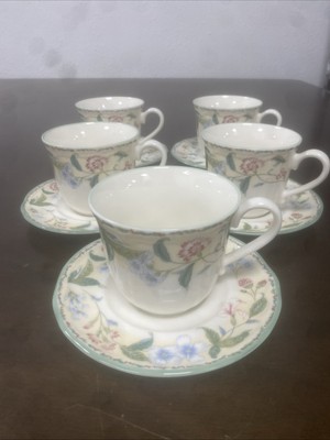 Set of 5 Epoch by Noritake Floral Bay Pattern Cups and Saucers