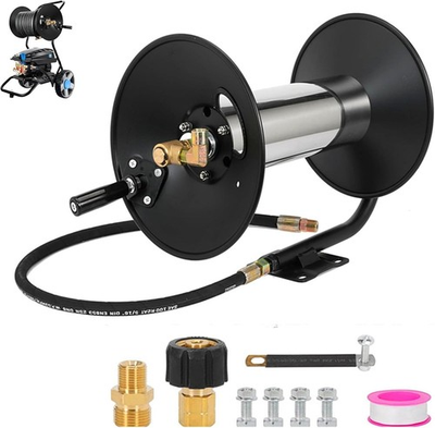 #ad 4000 PSI 150FT Heavy Duty Steel Pressure Washer Reel 3 8quot; NPT w Hand Crank $84.99
