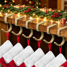 6 PCS Christmas Bendable Stocking Holders Rustic Hooks for Mantle