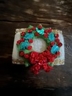 Vintage Christmas Wreath Napkin Rings Handmade Beaded Appliqués set of 5 Felt — photo 7