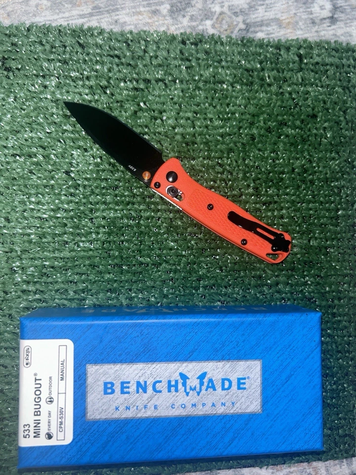 Складной нож Benchmade - Mini Bugout 533 с оранжевой ручкой Grivory S30V - Изображение 2 из 2