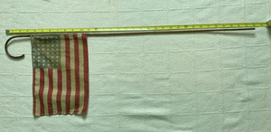 Vintage 48-Star American Flag 7.5” By 10.5” on 33” Long Cane, Hemmed 