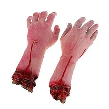 Gecter 1 Pairs Fake Human Arm Hands Bloody Dead Body Parts Haunted Hou