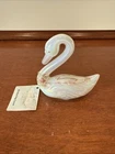 Fenton Enduring Love Swan 10th Anniversary Opalescent Artist Signed HP Rose 1989