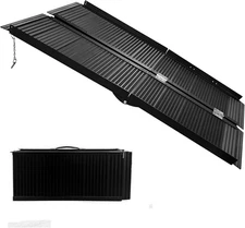 6 ft Portable Aluminum Wheelchair Ramp Black, Non-Slip Folding Ramp 800 lbs