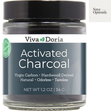 Activated Charcoal Powder, Hardwood Derived, Food Grade, 1.2 Oz Glass Jar