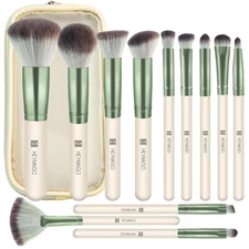 12 Pcs Makeup Brushes Set with Case Holder Face Powder Blush Concealers