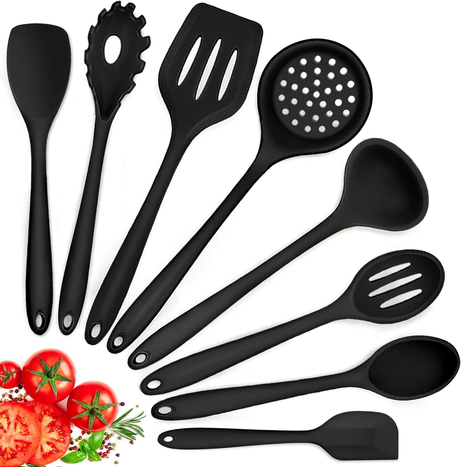 Utensili Cucina Silicone 8 Pezzi Resistente al Calore | Design Moderno
