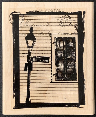 Paperbag Studios Collage Carte Postale Bourbon St Script Journal Rubber  Stamp