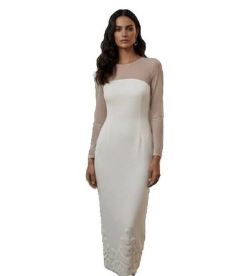 Antonio Melani x Elizabeth Damrich Dress 14 NWT PEARL Mesh Crepe Soutache Long