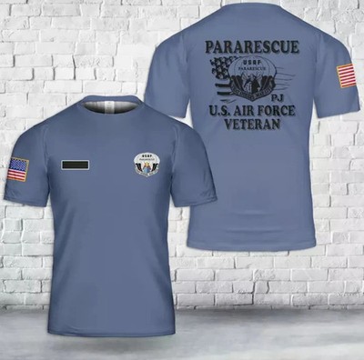 Custom Name US Air Force Pararescue Veteran AOP 3D T-shirt