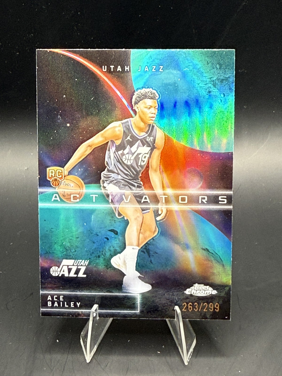2025-26 Topps Chrome Ace Bailey Activators Teal Refractor /299 RC Jazz