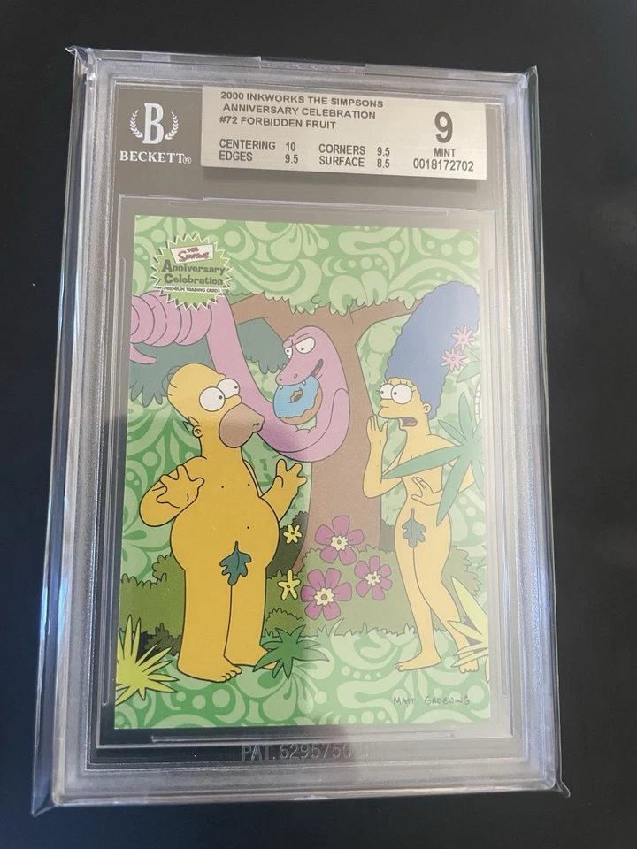 BGS 9 - 2000 Inkworks Simpsons 10th Anniversary #72 Forbidden Fruit Eden pop 1/1 - Image 3 of 3