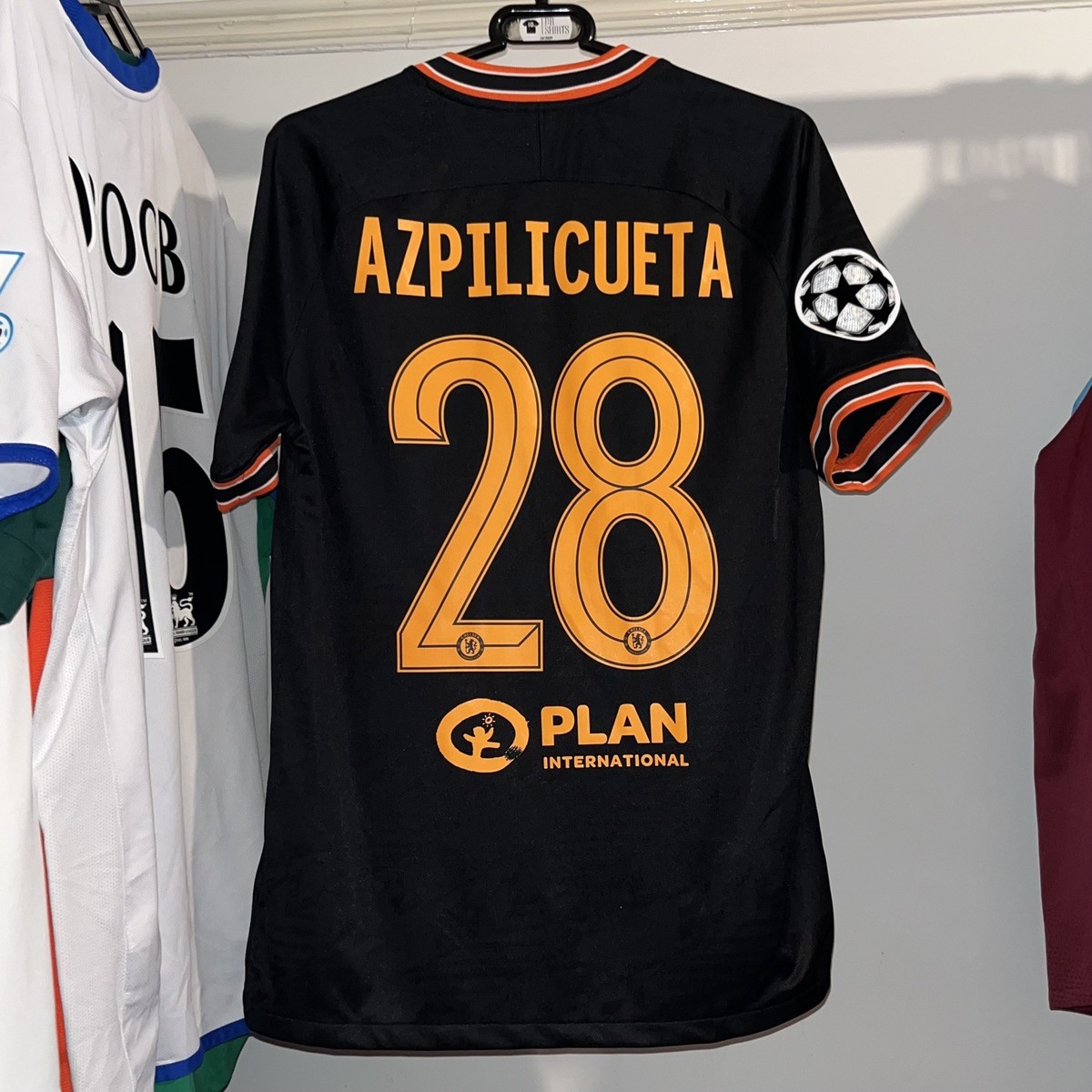 Chelsea 2019/20 Nike Third Football Shirt Black UCL Azpilicueta 28