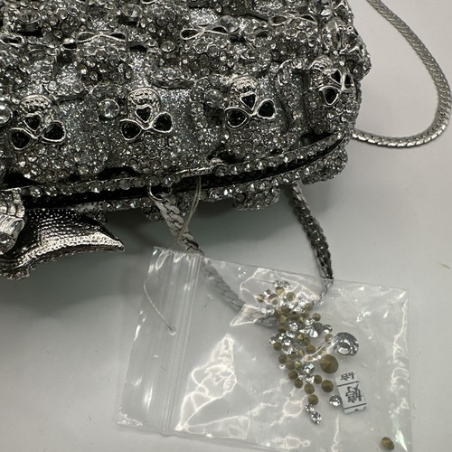 Borsa pochette Boutique De FGG teschio cristallo. Argento - Foto 5 di 6