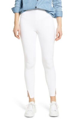 NEW Lysse Kara Split Hem Denim Leggings 2611 White Small