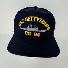 VTG USS Gettysburg CG 64 US NAVY Plankowner Snapback Hat Military MADE IN USA