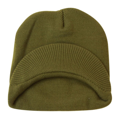 Top Headwear Cuffless  Visor Winter Beanie - Olive