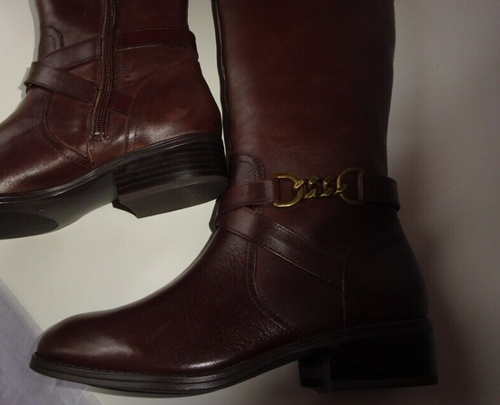 Lauren Ralph Lauren Menna Leather Boots Dark Brown Boots New 7 B - Picture 9 of 11