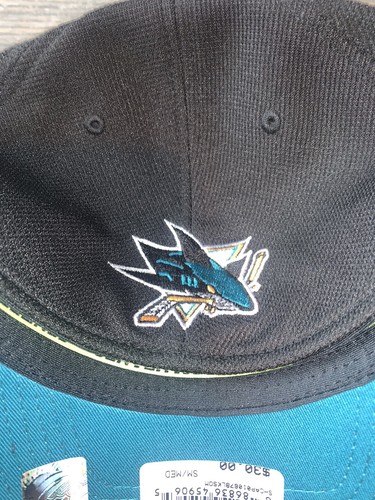 Men’s San Jose Sharks Reebok Black Center Ice Playoff Structured Flex Hat S/M - Picture 5 of 6