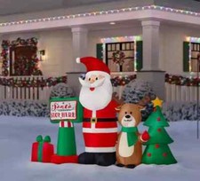 6.5 FT LED SANTA REINDEER CHRISTMAS TREE SCENE AIRBLOWN INFLATABLE DECORATION