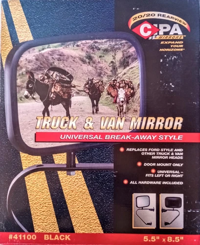 CIPA 41100 Black Universal Break-Away Style Truck & Van Mirror
